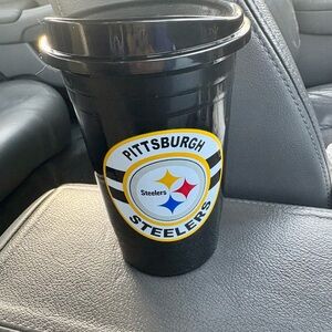 NWT Pittsburgh Steelers Black Reusable Cup with Lid